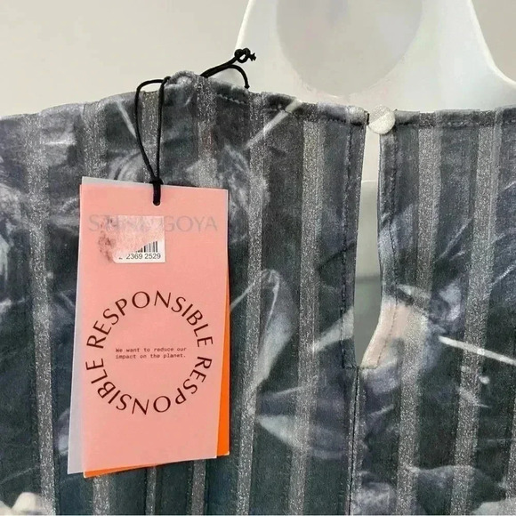 NWT Stine Goya Vanessa 1905 Striped Velvet Devore Metallized Peonies size XL - Picture 9 of 12